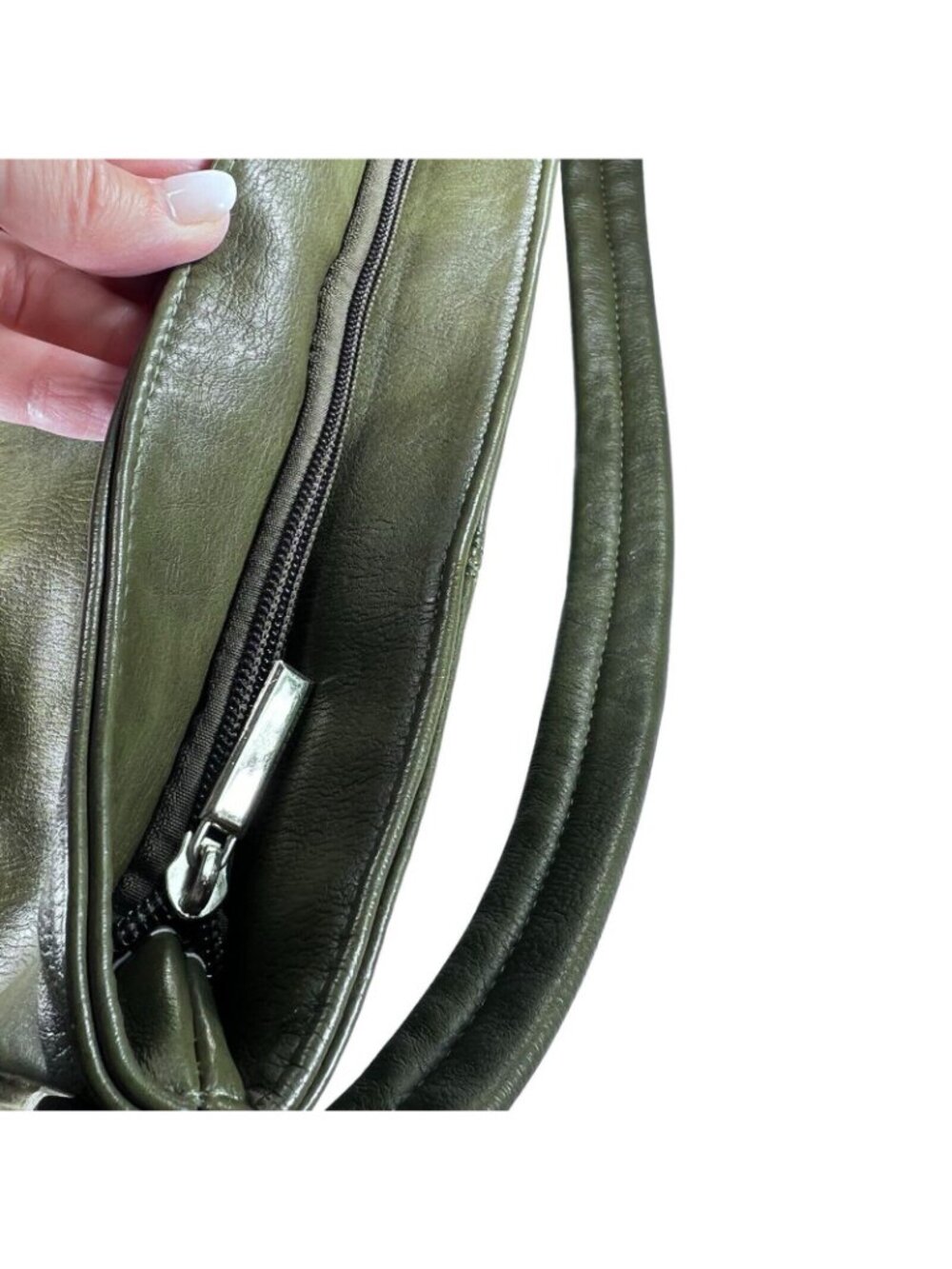 Charming Charlie Womens Green Hobo Handbag Shoulder Bag Purse Striped Lining - Picture 6 of 14
